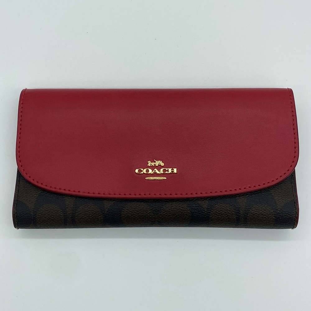 Coach Slim Trifold Wallet in Signature Canvas Excellent Condition